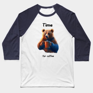 A bear is holding a steaming mug of coffee Baseball T-Shirt